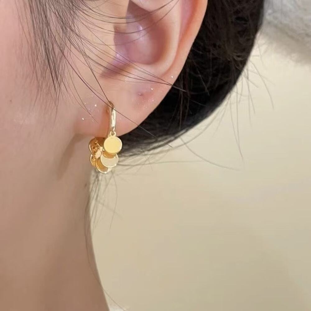 Vintage Gold Tassel Hoop Earrings